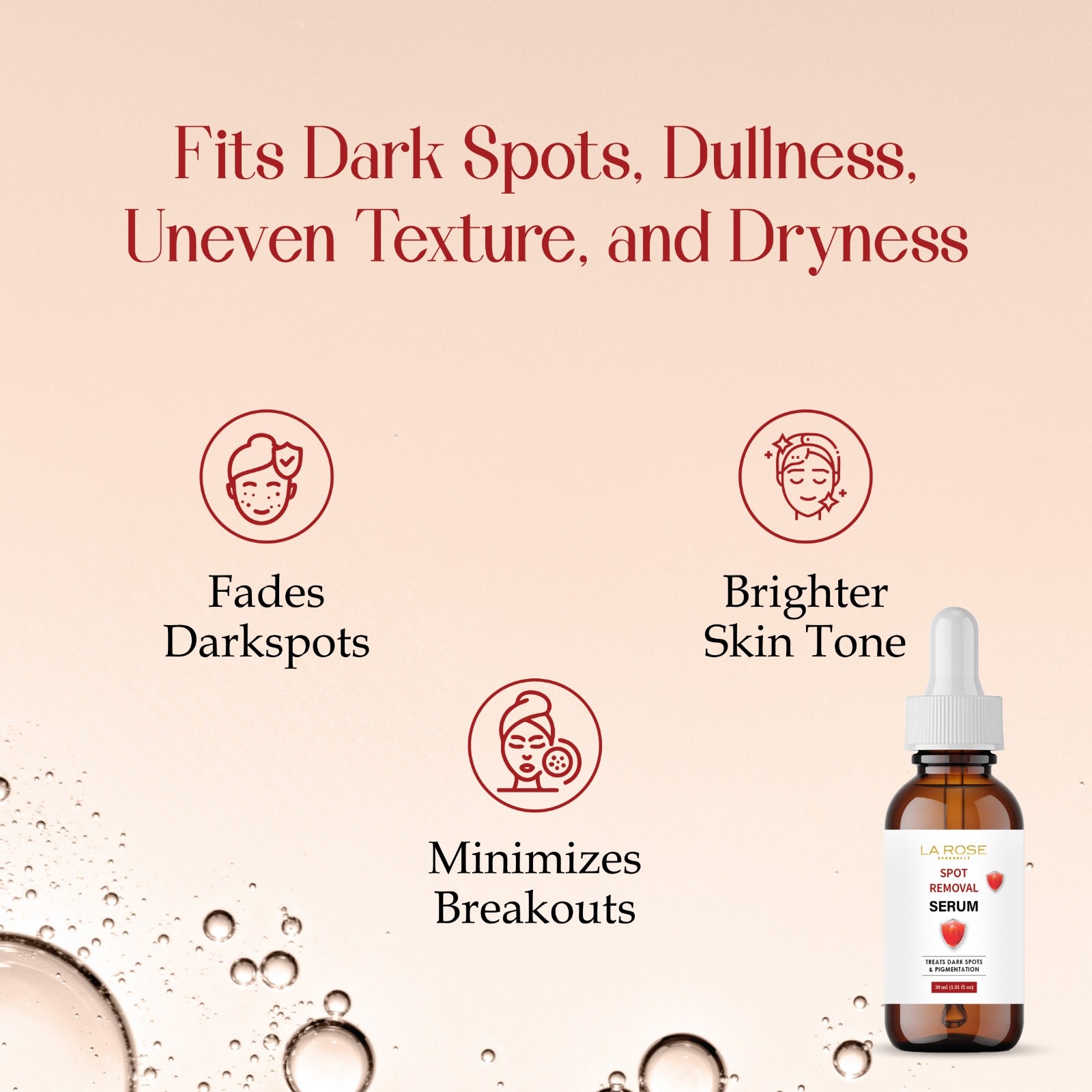 LA ROSE ETERNELLE Spot Removal Serum, 30ml, 15% Vitamin C for Hyperpigmentation and Uneven Skin Tone, All Skin Types