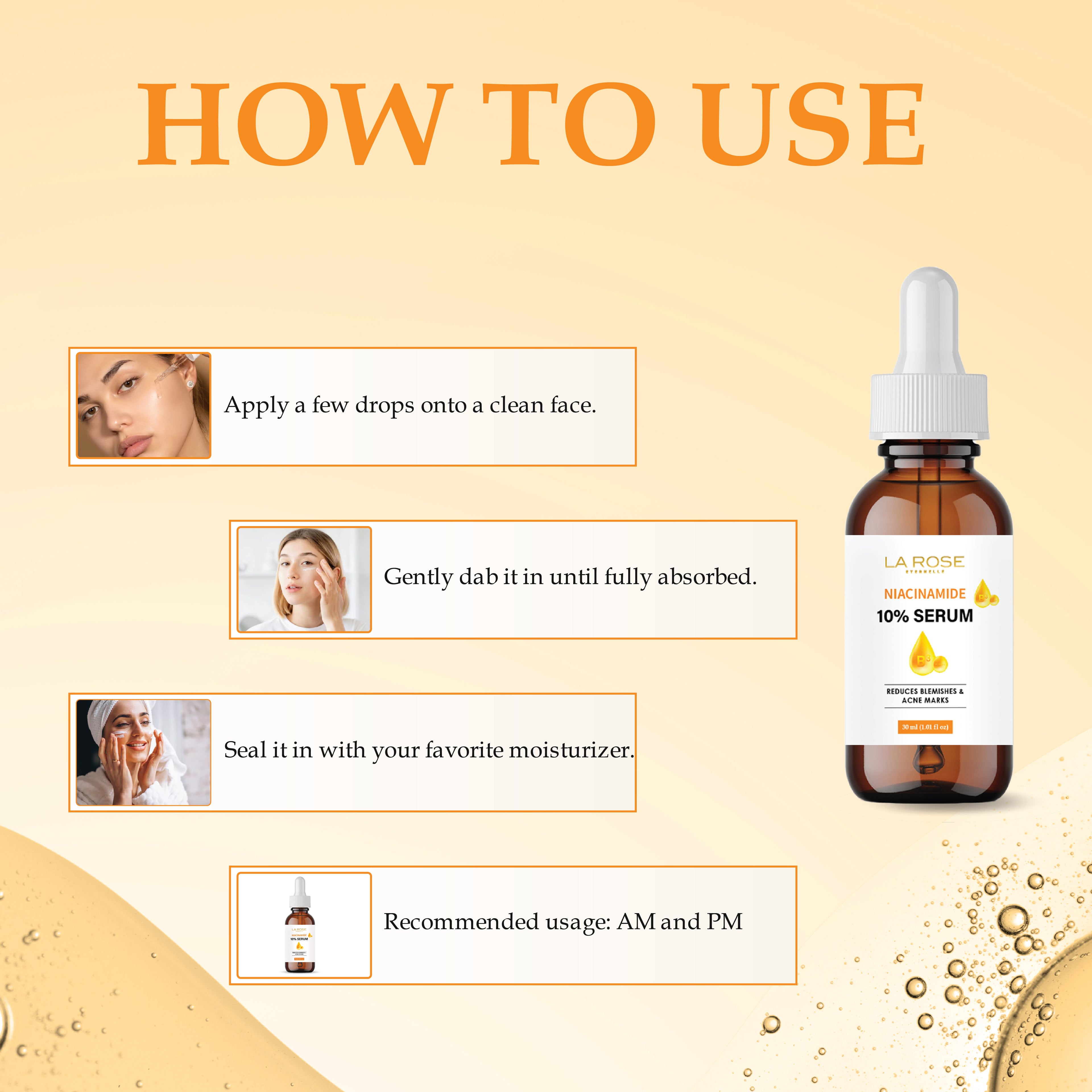 LA ROSE ETERNELLE Niacinamide 10% Serum, Reduces Blemishes and Acne Marks, 30 ml