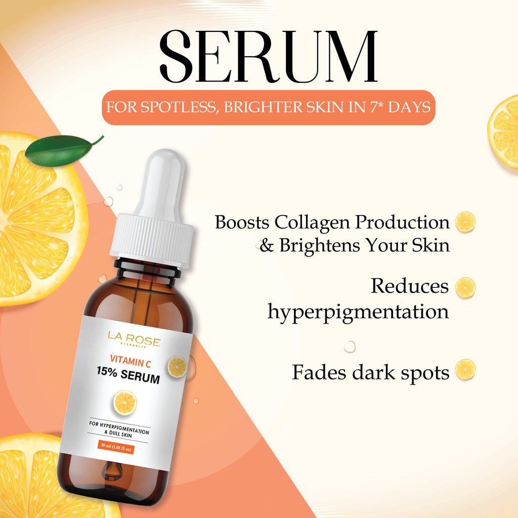 LA ROSE ETERNELLE Vitamin C 15% Serum for Hyperpigmentation and Dull Skin, 30ml