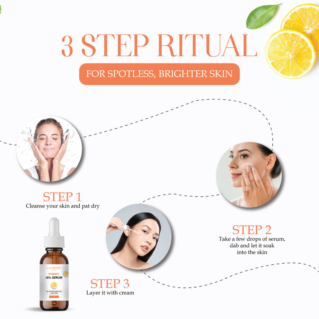 LA ROSE ETERNELLE Vitamin C 15% Serum for Hyperpigmentation and Dull Skin, 30ml